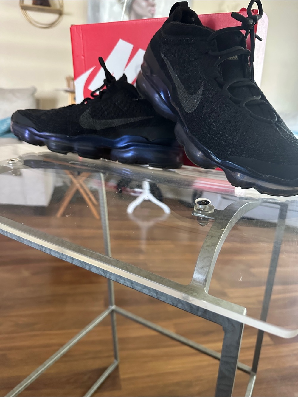 Nike Women Black Flyknit VaporMax-Style Athletic Shoes
